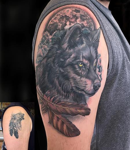 tattoos/ - Wolf and Feathers Coverup - 132594